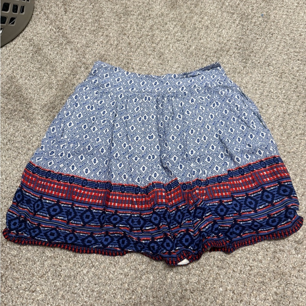 Blue & Red Patterned Skirt
